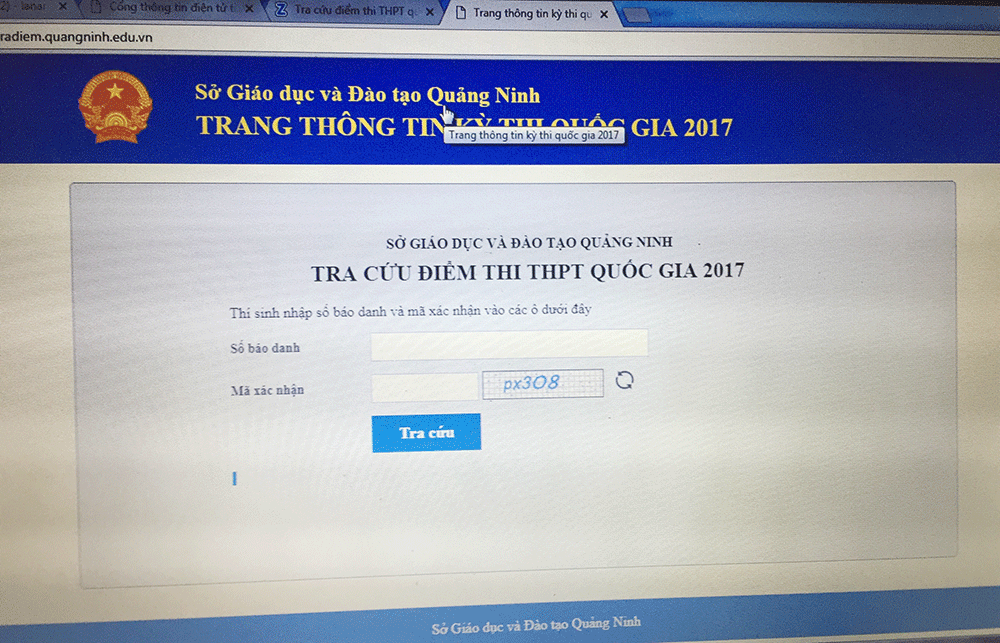 Các thí sinh tra cứu điểm thi tại trang web: Tradiem.quangninh.edu.vn