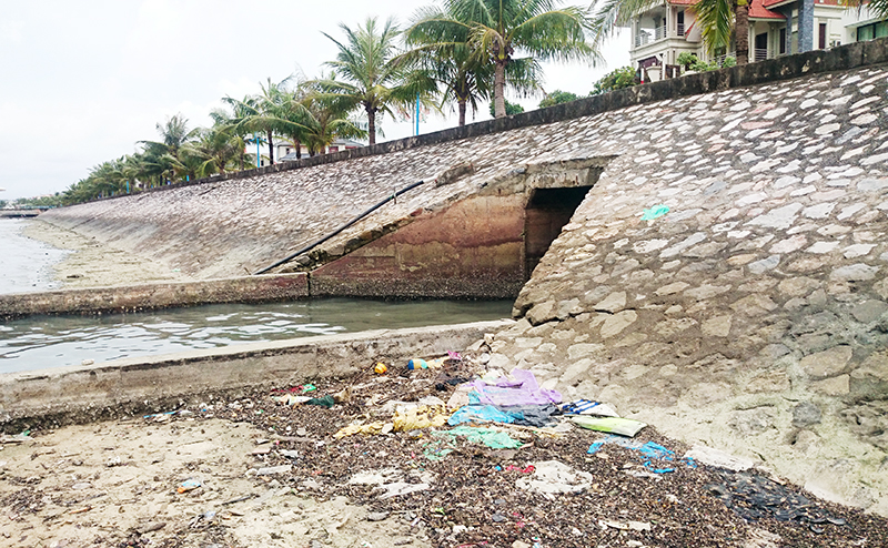 Khu vực đường bao biển Trần Quốc Nghiễn (TP Hạ Long), rác vẫn được xả vô tư, gây ô nhiễm môi trường.