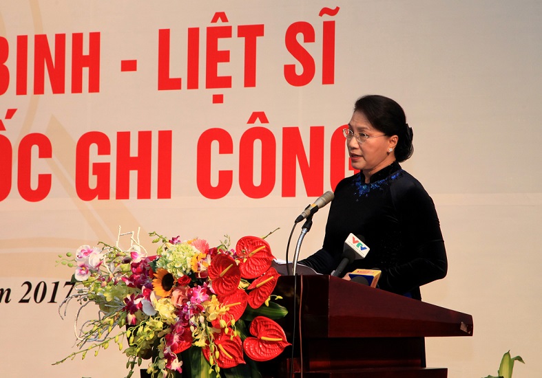 Chủ tịch Quốc hội Nguyễn Thị Kim Ngân phát biểu tạ buổi lễ (Ảnh: KT)
