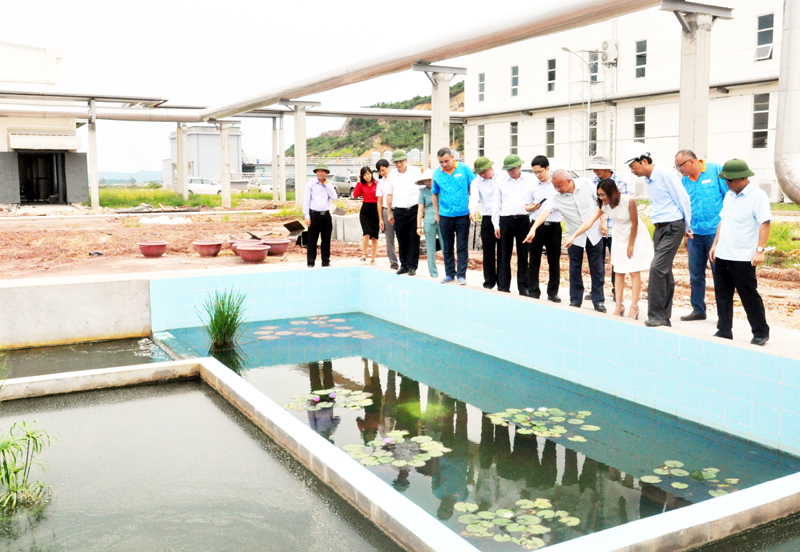 Đồng chí Bí thư Tỉnh ủy kiểm tra hệ thống xử lý nước thải trong KCN Texhong Hải Hà.