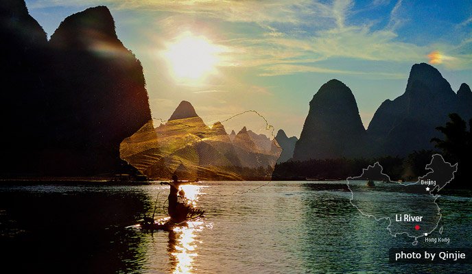 Li Giang & Dương Sóc - Vẻ đẹp quyến rũ nhất Trung Quốc Li Giang giống như kiệt tác của một nghệ sĩ, dòng sông uốn lượn mềm mại được bao bọc bởi các ngọn núi đá vôi, đã gây cảm hứng cho biết bao nhiêu nhà thơ.  Đây được coi là một trong 10 kỳ quan nước của thế giới do Tạp chí Địa lý Quốc gia Hoa Kỳ và được CNN Travel bình chọn là một trong 