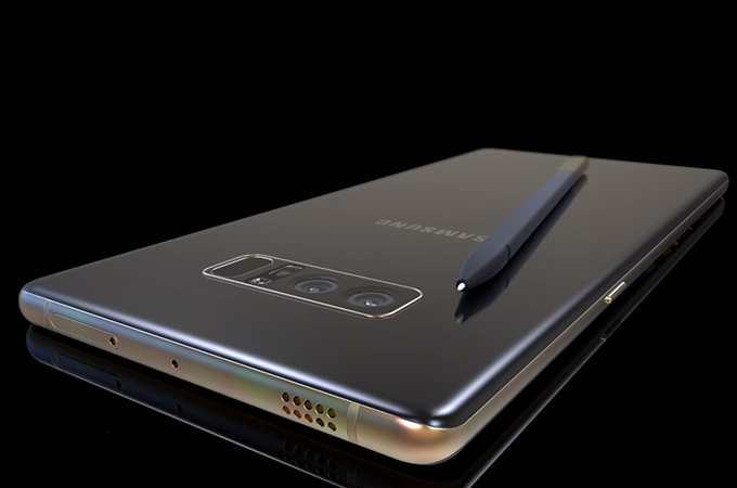 Note 8 sẽ có camera kép đặt ngang cùng cảm biến vân tay ở mặt lưng.