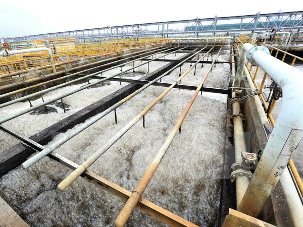 Hệ thống xử lý nước thải của Công ty gang thép Hưng Nghiệp Formosa Hà Tĩnh. (Ảnh: Quang Quyết/TTXVN)