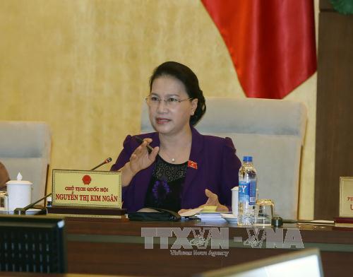 Chủ tịch Quốc hội Nguyễn Thị Kim Ngân phát biểu tại phiên họp (Ảnh: TTXVN)