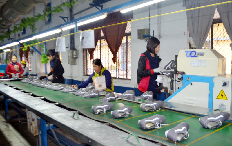 Dây chuyền sản xuất dày da khi còn hoạt động của Công ty TNHH Everbest Việt Nam (TP Cẩm Phả).