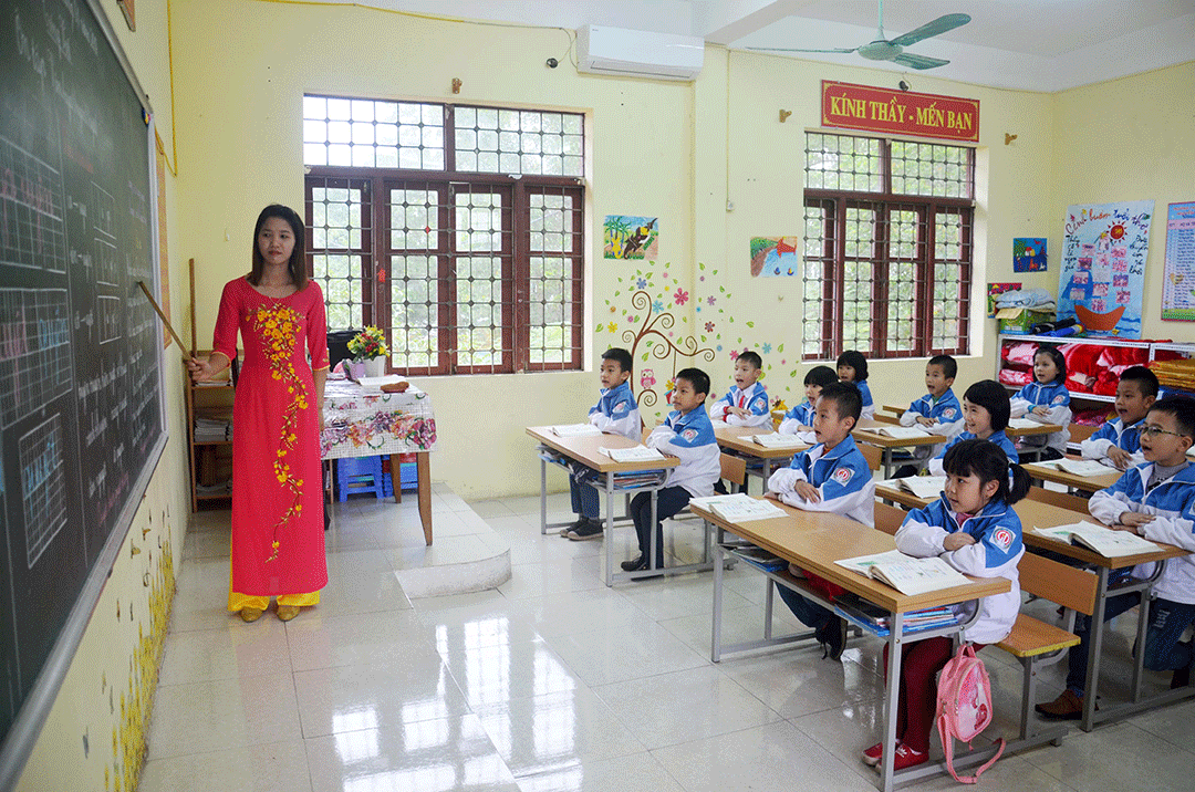 Một giờ học của học sinh lớp 1 Trường Tiểu học, THCS, THPT Nguyễn Bỉnh Khiêm