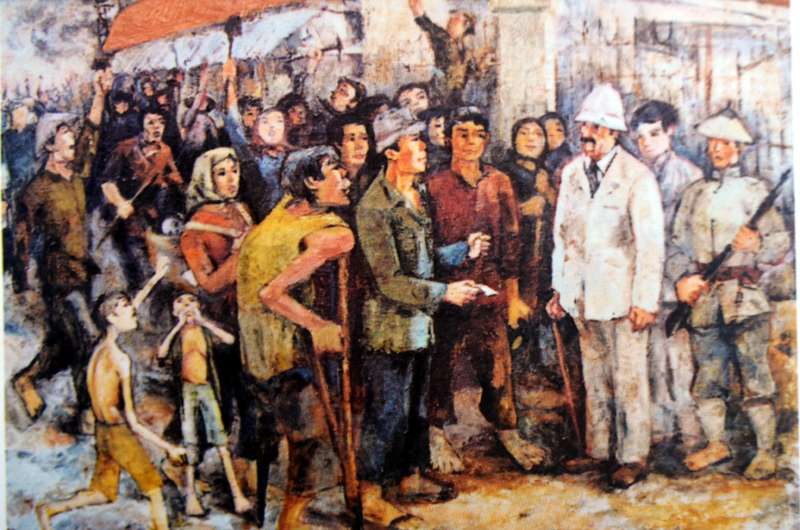 Cuộc đình công của thợ mỏ năm 1936. (Tư liệu của Bảo tàng tỉnh Quảng Ninh)