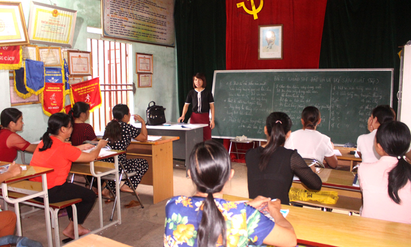 Một giờ học lý thuyết nghề kỹ thuật sản xuất rau an toàn tại xã Tình Húc, huyện Bình Liêu
