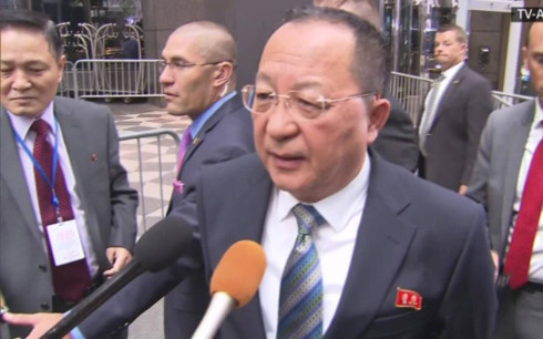 Ngoại trưởng Triều Tiên Ri Yong-ho. Ảnh: TV-Asahi.