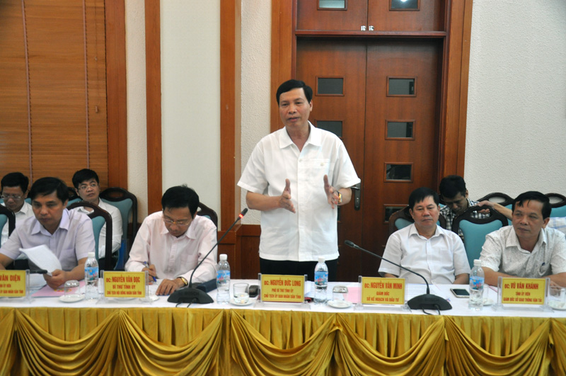 Đồng chí Nguyễn Đức Long, Phó Bí thư Tỉnh uỷ, Chủ tịch UBND tỉnh phát biểu tại buổi làm việc