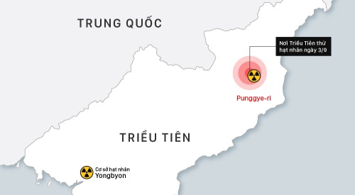 Lần thử hạt nhân thứ sáu uy lực nhất của Triều Tiên. Nhấn vào hình để xem chi tiết. Đồ hoạ: Việt Chung.