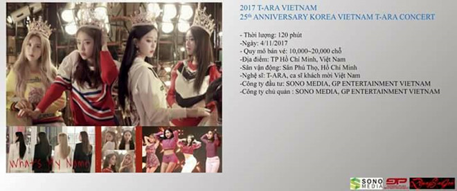 Một số thông tin về buổi biểu diễn của T-Ara tại Việt Nam ngày 4/11 sắp tới. 