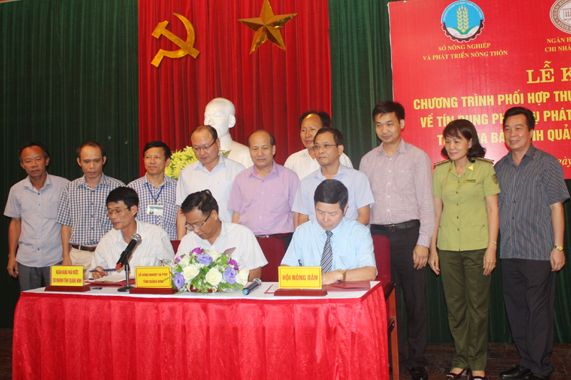 Lãnh đạo Sở NN&PTNT, HND tỉnh, NHNN chi nhánh Quảng Ninh ký kết chương trình phối hợp