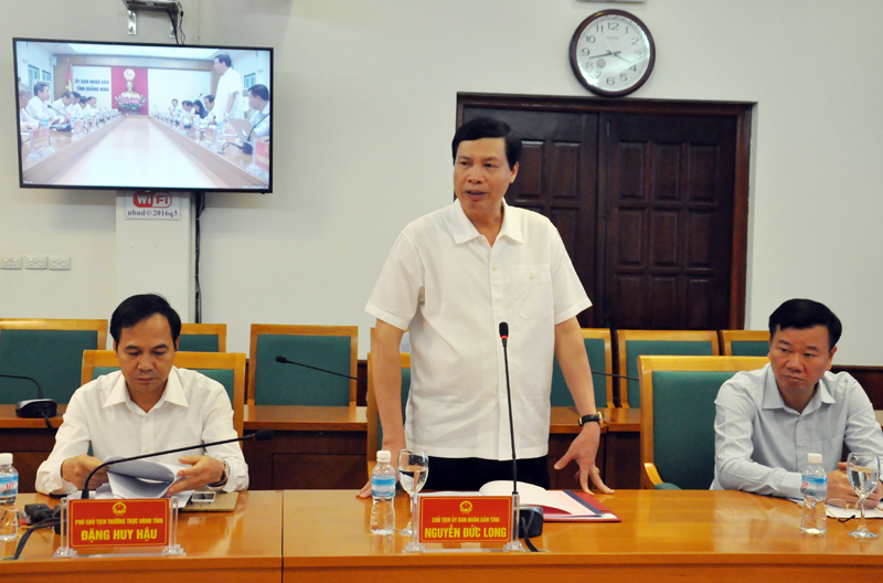 Đồng chí Nguyễn Đức Long, Chủ tịch UBND tỉnh phát biểu tại buổi làm việc 