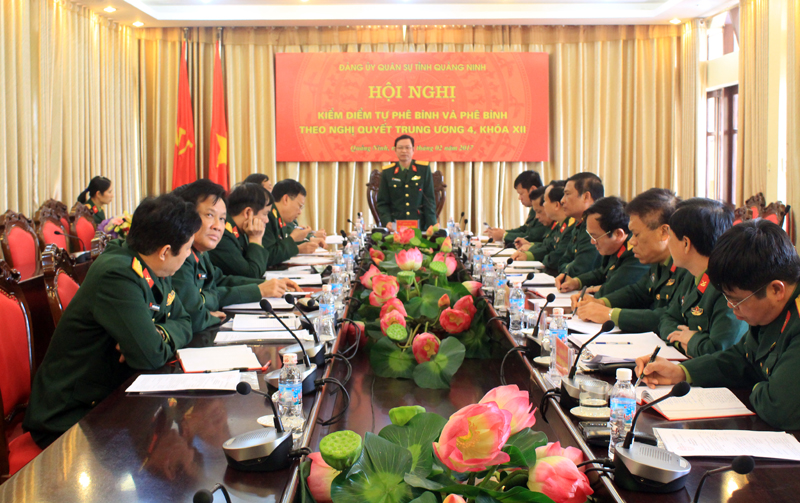 Bộ CHQS tỉnh tổ chức Hội nghị kiểm điểm tự phê binh và phê bình theo Nghị quyết Trung ương 4 (khóa XII)