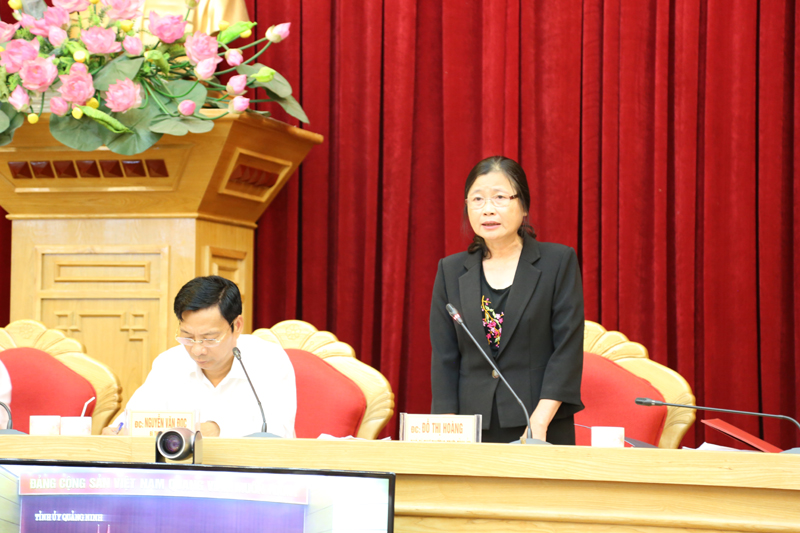 Đồng chí Đỗ Thị Hoàng, Phó Bí thư thường trực Tỉnh uỷ phát biểu làm rõ hơn những vấn đề liên quan.