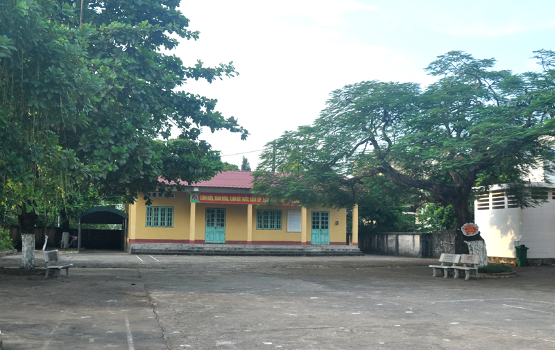Nhà Thư viện của Trường Tiểu học Trà Cổ hiện nay chính là vị trí của Trường Pháp Việt Bùi Văn Chu xưa. Ảnh: Trần Minh