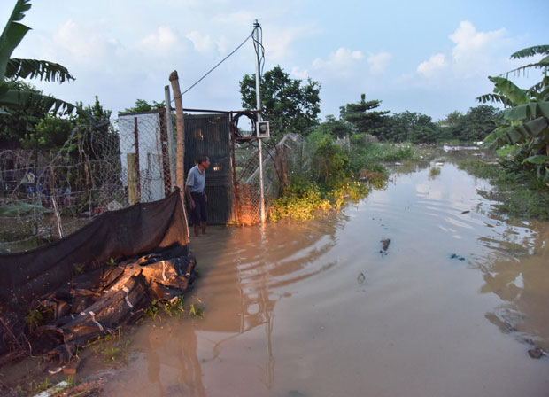Theo người dân sinh sống tại khu vực cho biết, chỉ sau một đêm, mực nước trên sông Hồng đã tràn vào nhiều khu vực canh tác và một số nhà dân.
