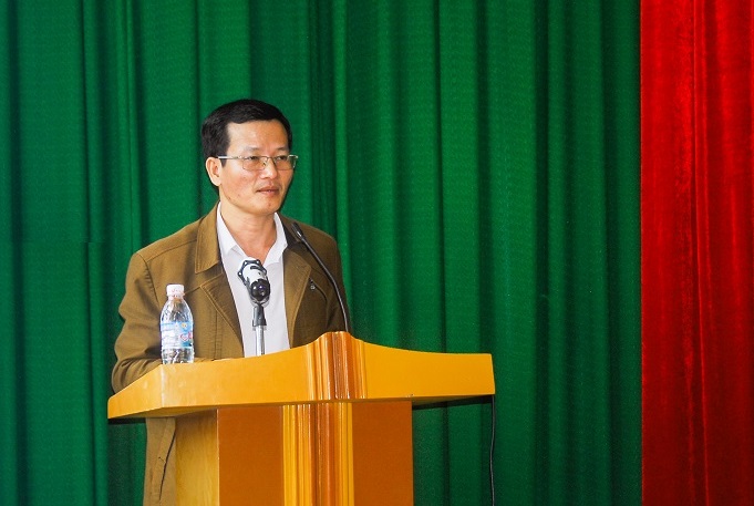 Đồng chí Hoàng Văn Đề, Ủy viên Ban Thường vụ, Trưởng Ban Tuyên giáo Thị uỷ Đông Triều, phát biểu thay mặt các học viên tham dự tập huấn