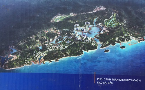 Phối cảnh toàn khu quy hoạch đảo Cái Bầu - nơi sẽ có khu nghỉ dưỡng giải trí cao cấp của đặc khu Vân Đồn.