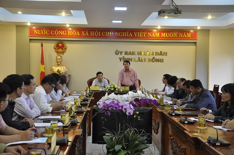 Phó Chủ tịch UBND tỉnh Lâm Đồng phát biểu tại cuộc làm việc.