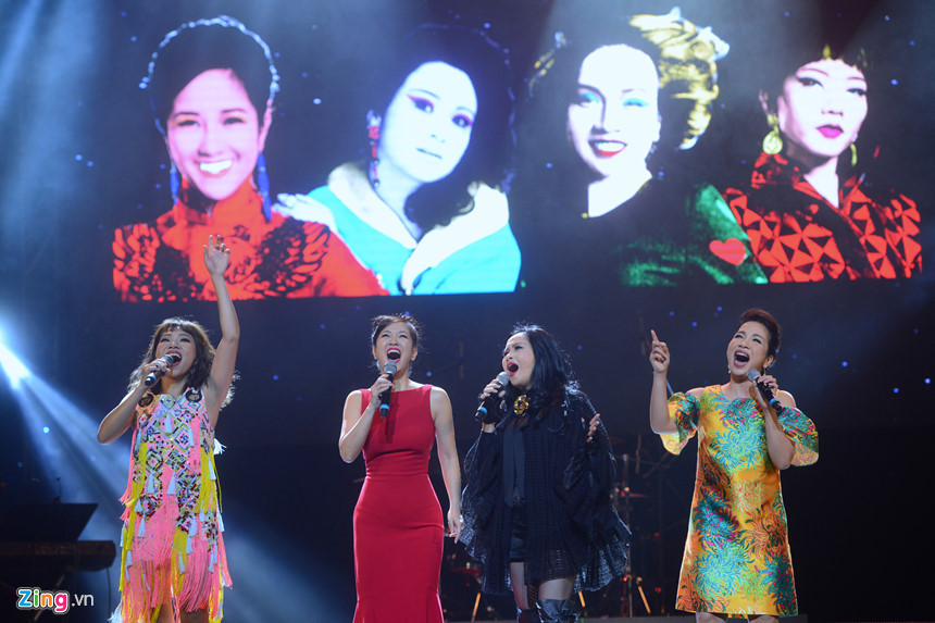 Hà Trần, Hồng Nhung, Thanh Lam, Mỹ Linh (từ trái qua) là những giọng ca được báo chí và người hâm mộ gọi với danh xưng 
