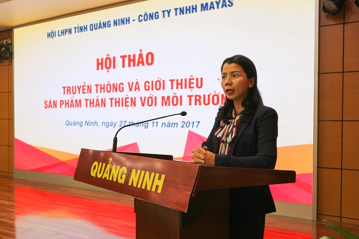 Đồng chí Vũ Thị Thanh Nhài, Phó Chủ tịch Hội LHPN tỉnh, phát biểu khai mạc Hội thảo