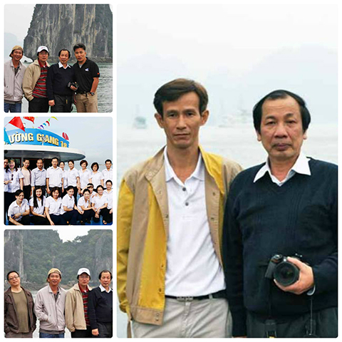 GS.TS Tạ Hòa Phương cùng đồng nghiệp trong một số chuyến khảo sát trên Vịnh Hạ Long.