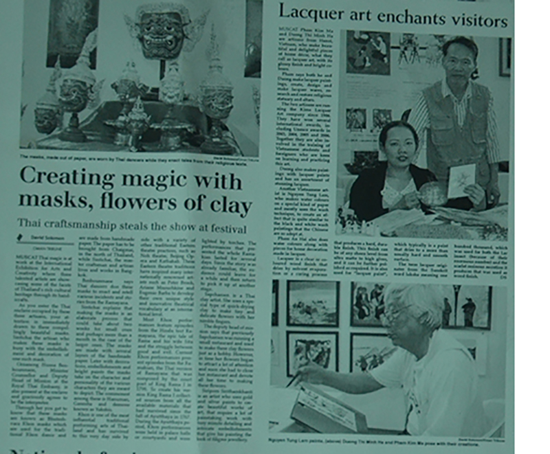Tranh của họa sĩ Việt Hùng và Nhóm Họa sĩ Hòn Gai được giới thiệu trên một tờ báo tiếng Anh của Dubai.