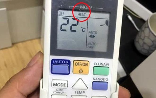 Để sử dụng máy điều hòa sưởi ấm vào mùa Đông, trên màn hình điều khiển cần nhấn phím Mode để chọn chức năng làm nóng. Thường màn hình có hiển thị chữ Heat hoặc biểu tượng mặt trời.