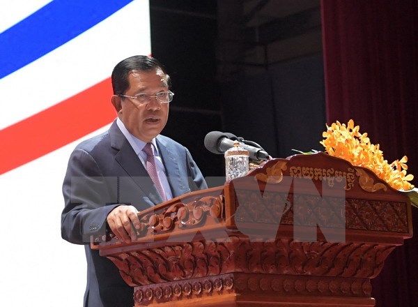 Thủ tướng Samdech Hun Sen phát biểu tại một buổi lễ ở Phnom Penh. (Nguồn: THX/TTXVN)