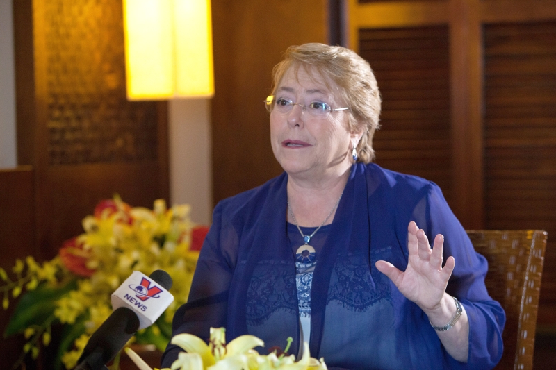 Tổng thống Chile Michelle Bachelet Jeria trả lời phỏng vấn TTXVN