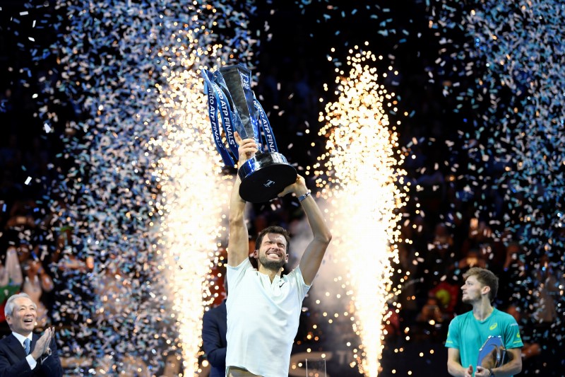  Dimitrov đăng quang chức vô địch ATP Finals 2017. Ảnh: REUTERS