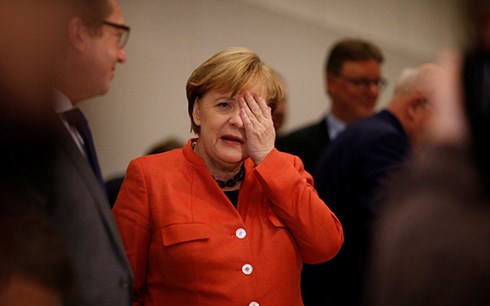 Bà Merkel trong cuộc họp nhóm các nghị sỹ CDU/CSU ngày 20/11/2017. (Ảnh: Reuters)