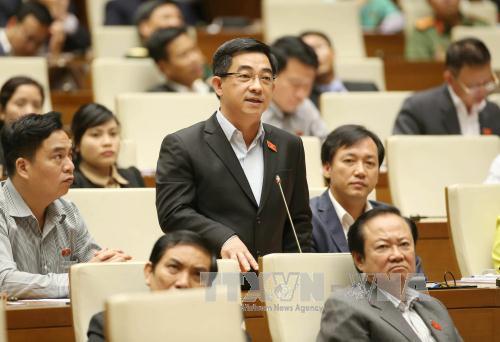 Đại biểu Quốc hội tỉnh Bình Phước Huỳnh Thành Chung phát biểu ý kiến. Ảnh: Doãn Tấn/TTXVN