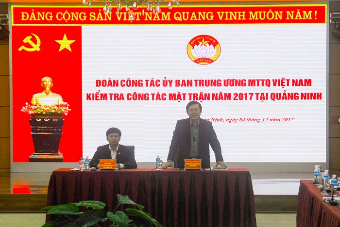 Đồng chí Nguyễn Hữu Dũng, Phó Chủ tịch Trung ương MTTQ Việt Nam, phát biểu kết luận buổi làm việc