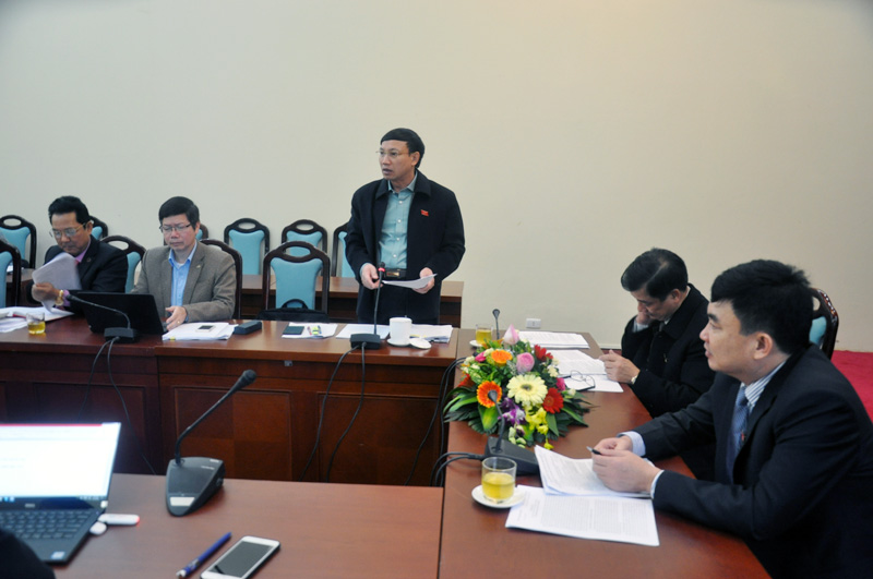 ĐB Nguyễn Xuân Ký, Phó Chủ tịch Thường trực HĐND tỉnh, Tổ TP Móng Cái  phát biểu tại phiên thảo luận tổ