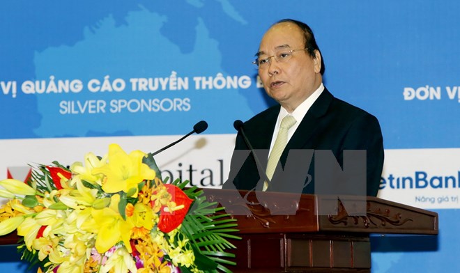 Thủ tướng Chính phủ Nguyễn Xuân Phúc phát biểu tại diễn đàn. (Ảnh: Nguyễn Dân/TTXVN)