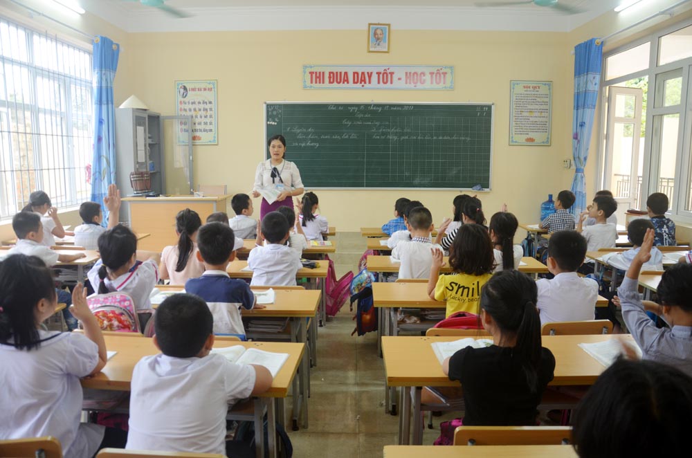 Một tiết học của học sinh Trường Tiểu học Lý Thường Kiệt (TP Uông Bí)