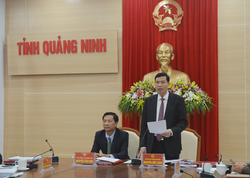 Đồng chí Nguyễn Đức Long, Chủ tịch UBND tỉnh phát biểu tại Hội nghị