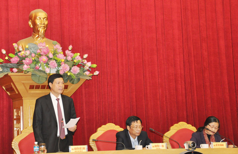 đồng chí: Nguyễn Đức Long, Phó bí thư Tỉnh ủy, Chủ tịch UBND tỉnh, phát biểu 