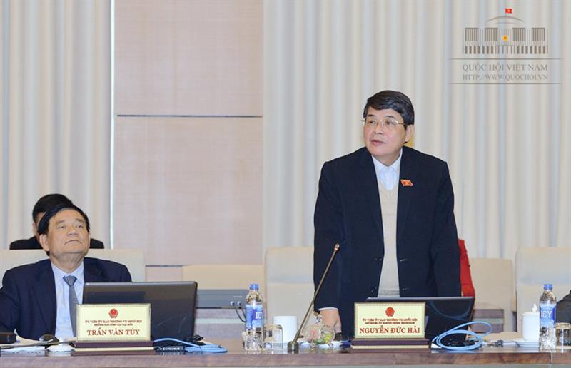 Chủ nhiệm Ủy ban Tài chính - Ngân sách Nguyễn Đức Hải phát biểu về dự án Luật Đơn vị hành chính - kinh tế đặc biệt