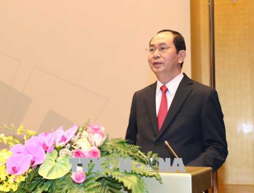 Chủ tịch nước Trần Đại Quang phát biểu chào mừng. Ảnh: TTXVN.