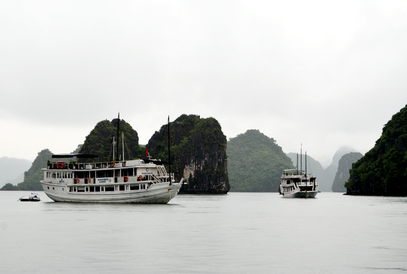 Tàu du lịch đưa khách tham quan Vịnh Hạ Long.