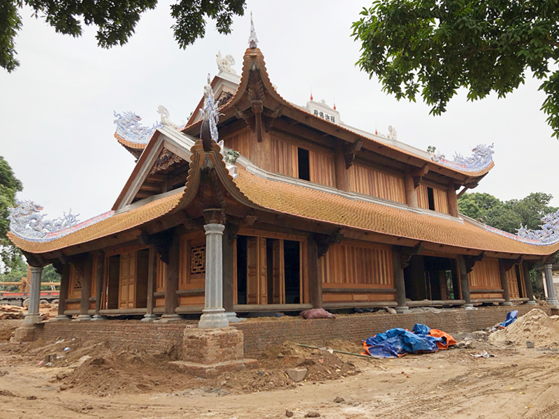 Tòa trung đường nằm trong khối kiến trúc trung tâm chùa Quỳnh Lâm đã cơ bản hoàn thiện.