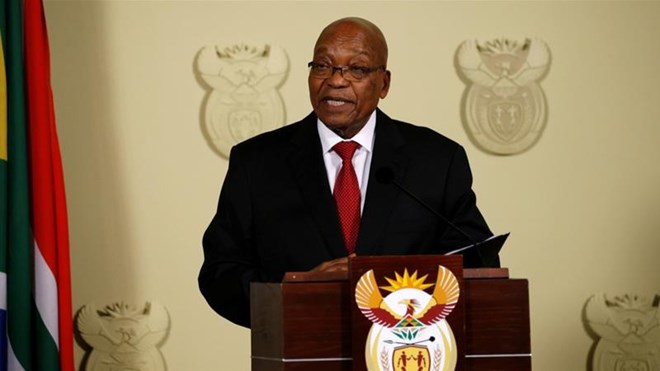 Tổng thống Nam Phi Jacob Zuma tuyên bố từ chức trong cuộc họp báo ngày 14/2. (Nguồn: Reuters)