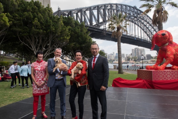 Thị trưởng Sydney, Clover Moore (thứ hai từ phải sang) dự lễ khởi động tổ chức mừng năm mới âm lịch hôm 12/2. Sydney là nơi tổ chức hoạt động mừng năm mới âm lịch lớn nhất ngoài châu Á. Ảnh: ChinaPlus.