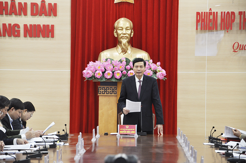 Chủ tịch UBND tỉnh Nguyễn Đức Long điều hành phiên họp thường kỳ tháng 2/2018.