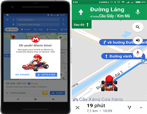 Mario xuất hiện trên Google Maps