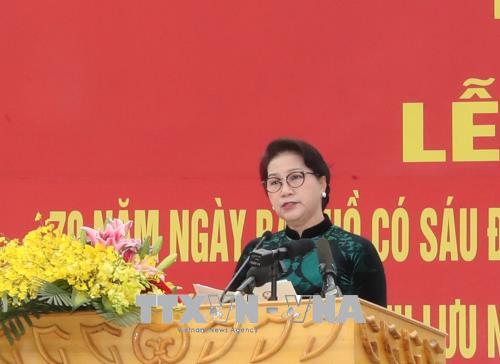 Chủ tịch Quốc hội Nguyễn Thị Kim Ngân phát biểu tại Lễ kỷ niệm. Ảnh: Trọng Đức/TTXVN